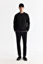 Men's Black Crew Neck Printed Elastane Regular Fit Sweatshirt A42Y1335 - 5