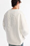 Men's Ecru Crew Neck Elastane Sweatshirt A42Y1248 - 4