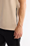 Men's Beige Crew Neck Printed Elastane Regular Fit T-Shirt A42Y1017 - 2