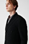 Men's Black Swallow Collar Unlined Double Breasted Closure Jacket A32Y4052 - 3