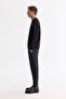 Men's Black Crew Neck Cotton Printed Elastane Regular Fit Sweatshirt A42Y1227 - 3