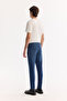 Men's Navy Blue Classic Waist Vintage Washed Elastane Berlin Slim Fit Jean Trousers A42Y3519 - 5