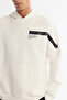 Men's Ecru Hooded Cotton Printed Elastane Oversize Fit Sweatshirt A42Y1289 - 2