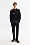 Men's Black Crew Neck Cotton Printed Elastane Regular Fit Sweatshirt A42Y1215 - 6
