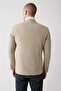 Men's Beige Mono Collar Lined Wool Jacket with Bag Pocket A32Y4041 - 5