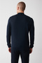 Men's Indigo Half Turtleneck Wool Blended Front Patterned Knitwear Sweater A32Y5193 - 4