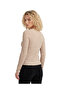 Waffle Texture Long Sleeve Beige Blouse - 4