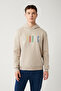 Men's Stone Hooded 3 Thread Raised Embroidered Sweatshirt A32Y1380 - 3