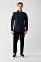 Men's Navy Blue Buttoned Collar Patterned Embroidered Cotton Shirt A32Y2141 - 6