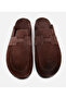 Men's Suede Leather Brown Flat Slippers - 6