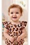 2614 Ruffled Bow Leopard Baby Romper Salopet