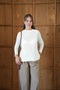 Women's White Crew Neck Long Sleeve Slim Knitwear