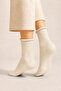Women's 6-Piece Non-Elastic Roll Top Comfortable Socks Pack 578 Ecru - 5
