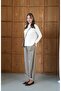 Women's White Crew Neck Long Sleeve Slim Knitwear - 4