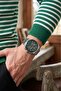 Metal Case Men Wrist Watch Silver Dark Green Color Pl-0990E4X - 2