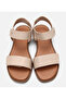 Women's Leather Beige Adjustable Flat Sandals - 5