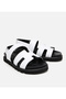 Women's Leather White Adjustable Buckle Flat Sandals - 2