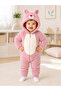 Sweet Teddy Bear Embroidery Patterned Welsoft Baby Romper Hooded Plush Zippered Winter Unisex Baby Romper - 3