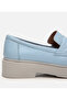 Women's Leather Blue Thick Soled Classic Loafer - 3