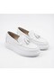 Zrj154 high quality laceless tasseled men's daily loafer - white - 2