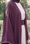 Dökümlü Taşlı Elbiseli Mor Abaya - 2