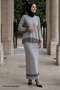 Gray Suit with Piping Stripe Skirt