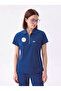 Armalı Women's Polo Cobalt Blue Cleaning Staff Lycra Scrubs Set (Compliant with New Regulations - Dazzling Blue) - 2