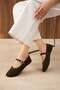 Ruby women's round toe thin strap buckled stylish daily genuine leather flat shoes - 5