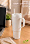 Large Size, 1200ml with Handle and Straw. Drinking Bottle & Flask - Silicone Apparatus with Gift