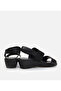 Women's Leather Black Heeled Sandals - 5