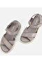 Women's Leather Gray Soft Comfort Flat Sandals - 6