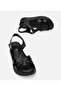 Women's Leather Black Flat Sandals - 6
