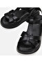 Women's Leather Black Flat Sandals - 4