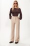 Lycra Series Lift Stitched Flexible Light Beige Palazzo Trousers
