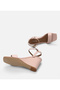 Women's Leather Pink Heeled Sandals - 6