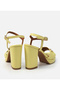 Women's Leather Yellow Heeled Sandals - 5