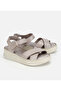 Women's Leather Gray Soft Comfort Flat Sandals - 2