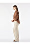 Cotton Loose Fit Stand Collar 3/4 Sleeve Striped Shirt - 3