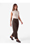 Pleated Viscose Blend Regular Waist Striped Barrel Trousers with Pockets