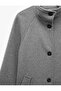 Balloon Sleeves Buttoned Stand Collar Oversize Cashmere Long Coat - 7