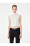 Slim Fit Sleeveless Buttoned Qipao Collar Tulle Blouse - 2