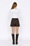 Plaid Belted Pleated Short Skirt Brown - 5