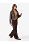 Normal Waist Regular Fit Metallic Threaded Wide Leg Long Trousers