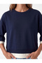 Color Blocked Regular Fit Crew Neck 3/4 Sleeve Basic Sweatshirt - 4