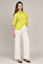 Women's Lime Green Long Sleeve Shirt – Casual Fit Basic Shirt with Folded Sleeves and Buttons - - 4