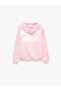 Comfortable Fit, Printed Bow on the Back, Pocketed, Zippered Hooded Sweatshirt - 6