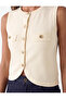 Jewel Buttoned Appliqued Crew Neck Knitwear Vest - 4
