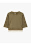 Color Blocked Regular Fit Crew Neck 3/4 Sleeve Basic Sweatshirt - 5