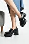 Loftia Women's Black Patent Leather Chunky Heeled Loafer - 2