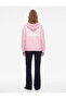 Comfortable Fit, Printed Bow on the Back, Pocketed, Zippered Hooded Sweatshirt - 3